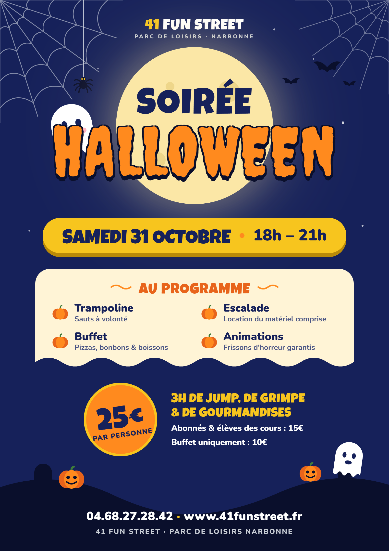 Soirée Halloween 2025 chez 41 Fun Street : grimpe, frissons et fun garanti à Narbonne